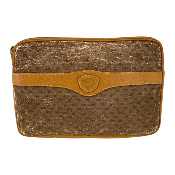 Gucci Accessories - Vintage Gucci Brown & Tan Monogram Print Ipad Tablet Case With Faults 
